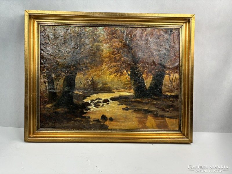 Zólyomi Remecz László - Őszi erdő patakkal - 60 x 80 - olaj