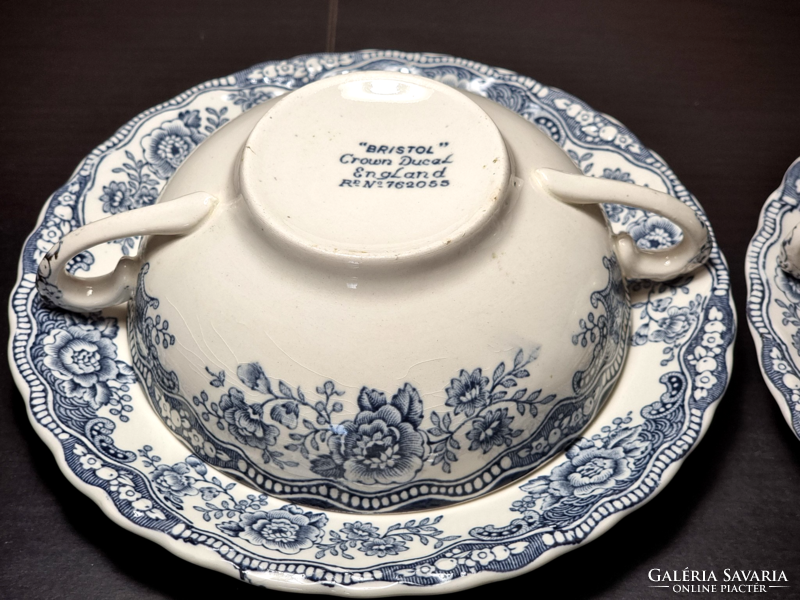 *Bristol crown ducal English porcelain faience tableware, first half of xx.Szd, with sticker decoration.