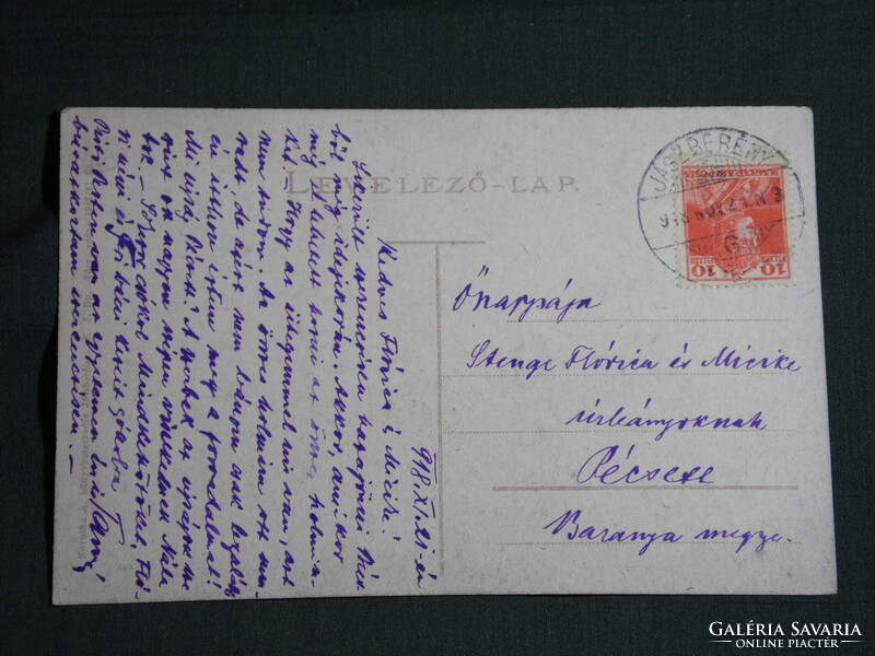 Képeslap, Jászberény, Apponyi tér részlet 1918