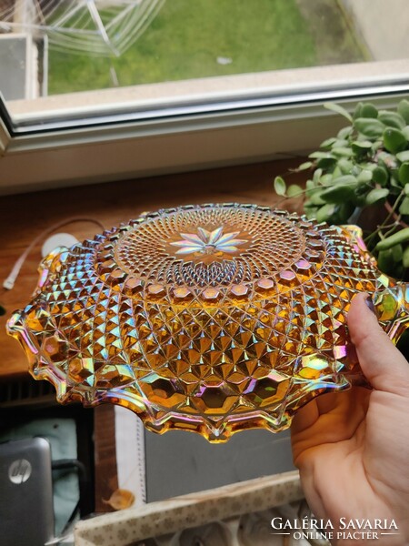 Carnival glass frilly glass plate