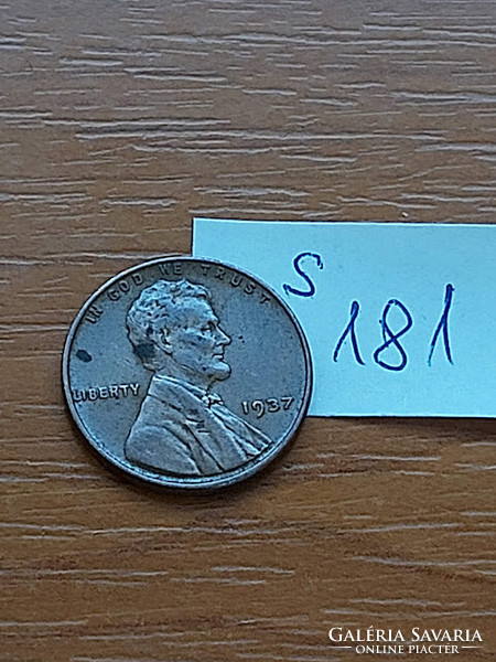 Usa 1 cent 1937 corn penny, lincoln, bronze s181