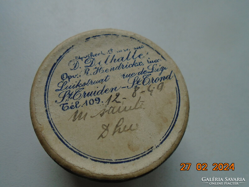 From 1949, a Belgian medicine box with a warning death's head sticker