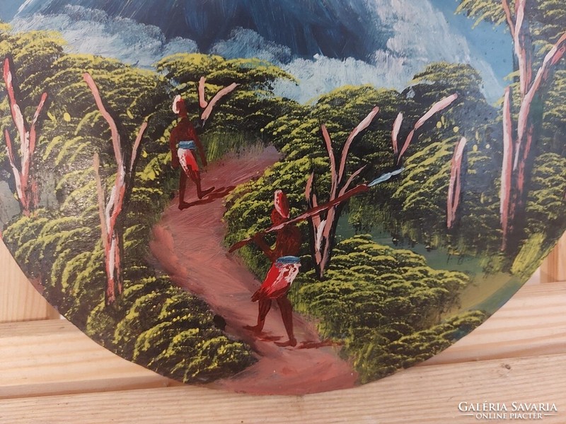 (K) African painting on metal plate 28 cm