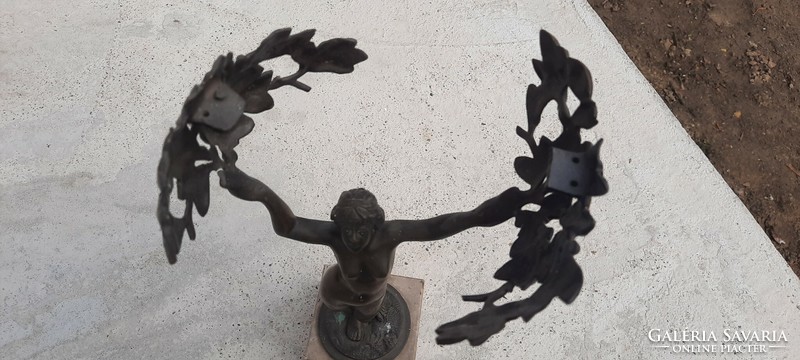 Antique female nude bronze statue lamp base