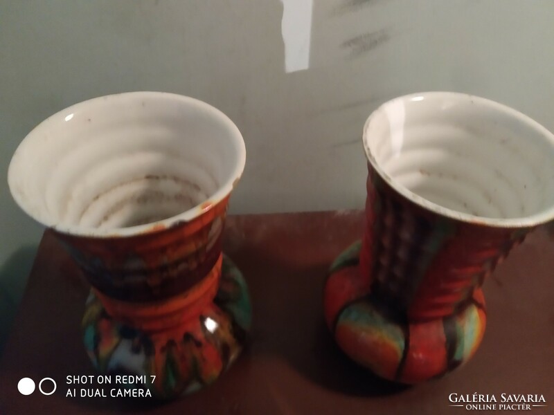Kőbánya/kispest painted-glazed ceramic vases.