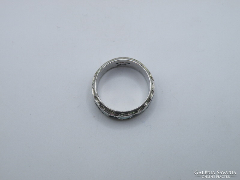 UK0322 Gyöngyház berakásos ezüst 925 gyűrű méret 60
