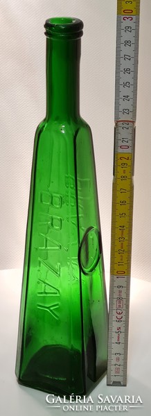 "Brázay" Brázay Kálmán világoszöld, négyzetes hasáb sósborszeszes üveg (2961)