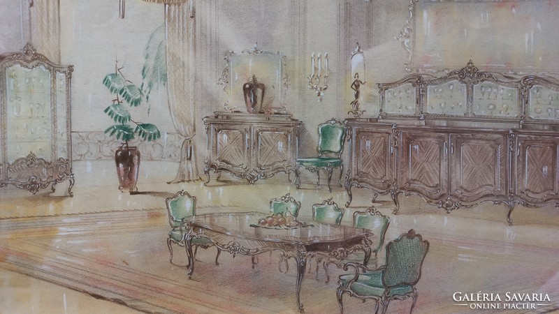 Castle interior watercolor