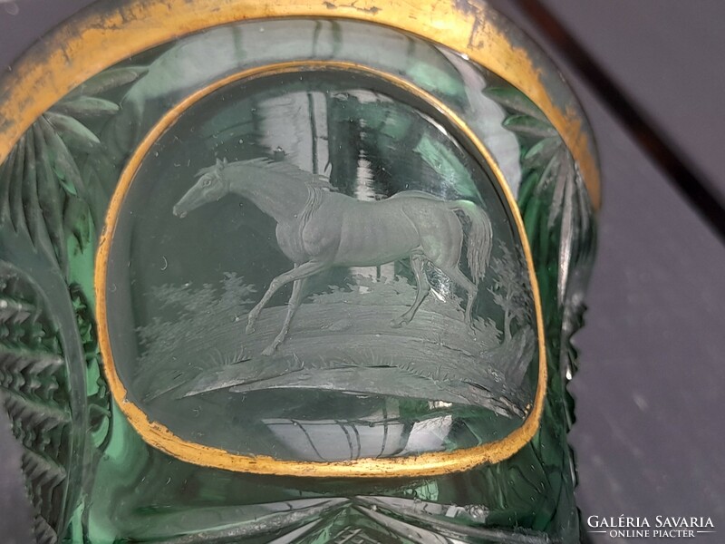 150 éves ritka Biedermeier üveg váza