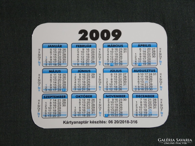 Card calendar, small size, balage gsm mobile phone shop, service, Pécs, 2009, (6)