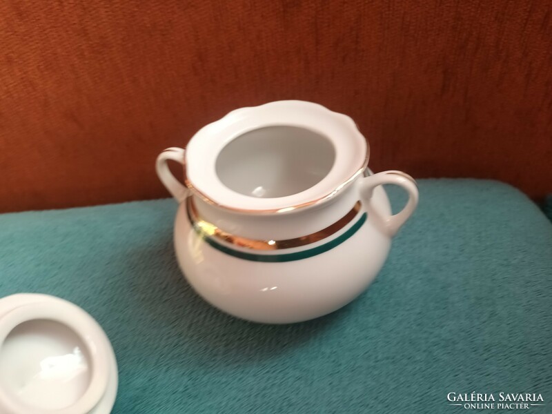 Bohemia - Made in Czechoslovakia 55/16 jelzett cseh porcelán cukortartó aranyozott szegéllyel