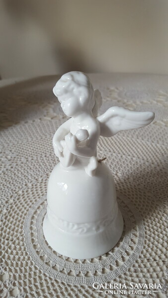 Hófehér angyalkás porcelán csengő,harang