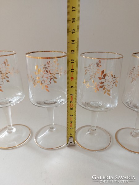 Retro glass stemmed glass with flower pattern 5 pcs