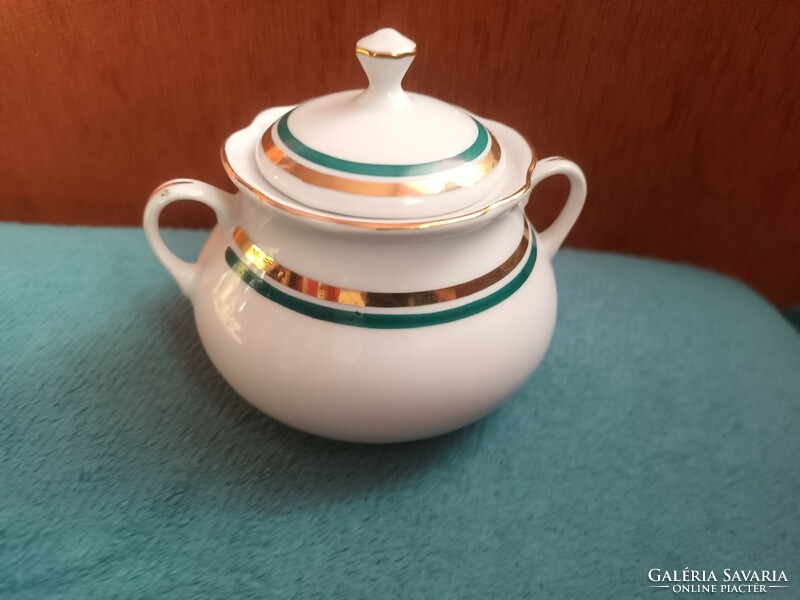 Bohemia - Made in Czechoslovakia 55/16 jelzett cseh porcelán cukortartó aranyozott szegéllyel