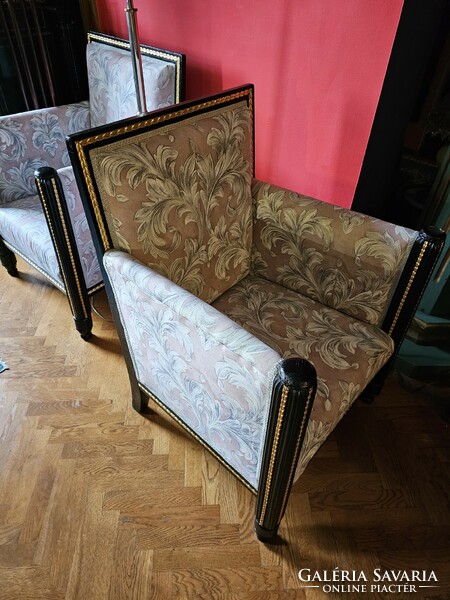 Pair of French art deco - neoempire armchairs