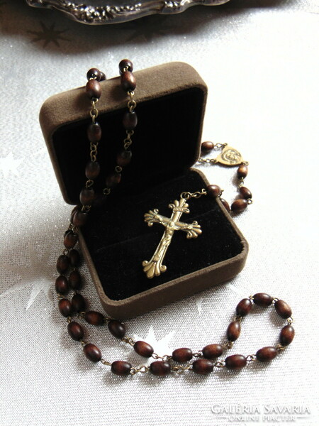 Rosary made of rosewood with a copper cross