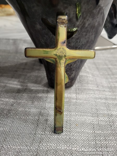 Zsolnay eosin crucifix cross