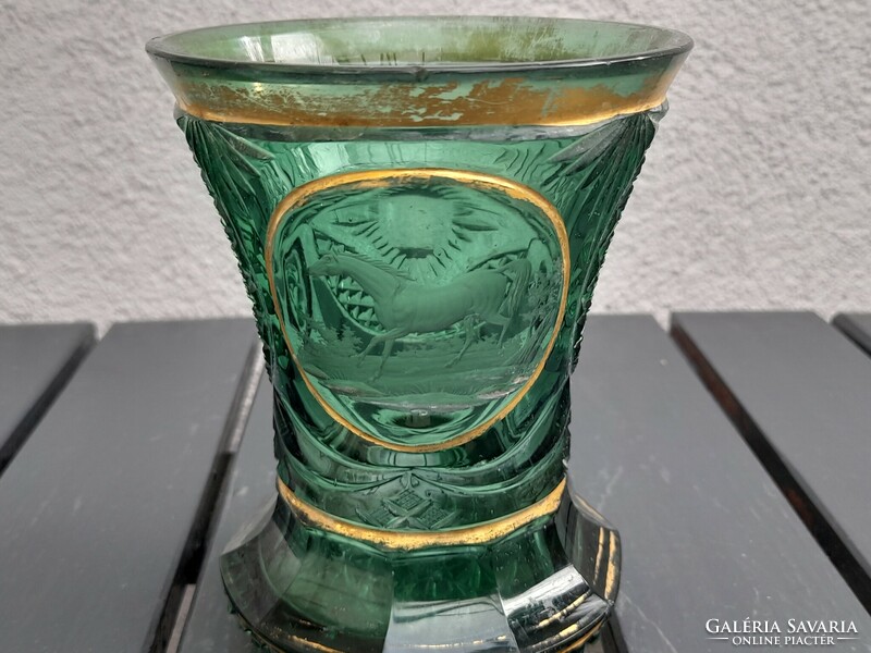 150 éves ritka Biedermeier üveg váza