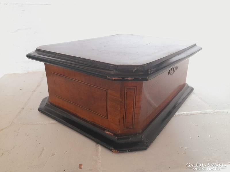 Old, antique large inlaid wooden box, jewelry holder, 32 x 24.5 x 12 cm