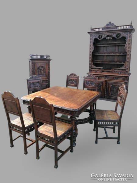 Antique Breton complete dining set