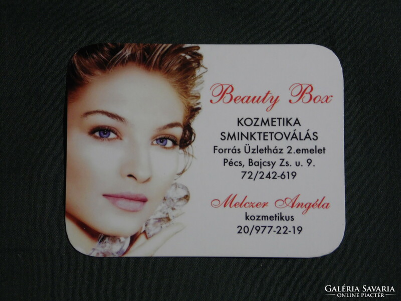 Card calendar, smaller size, beauty box cosmetics makeup tattoo, Pécs, female model, 2009, (6)