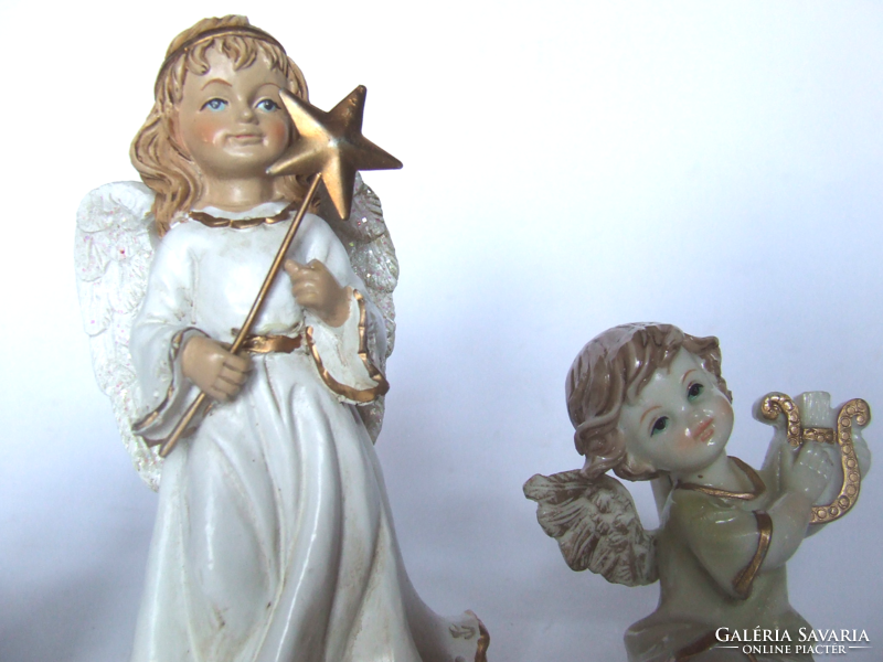 Nagyon bájos műgyanta angyal figurák, karácsonyi dekoráció-2 db egyben