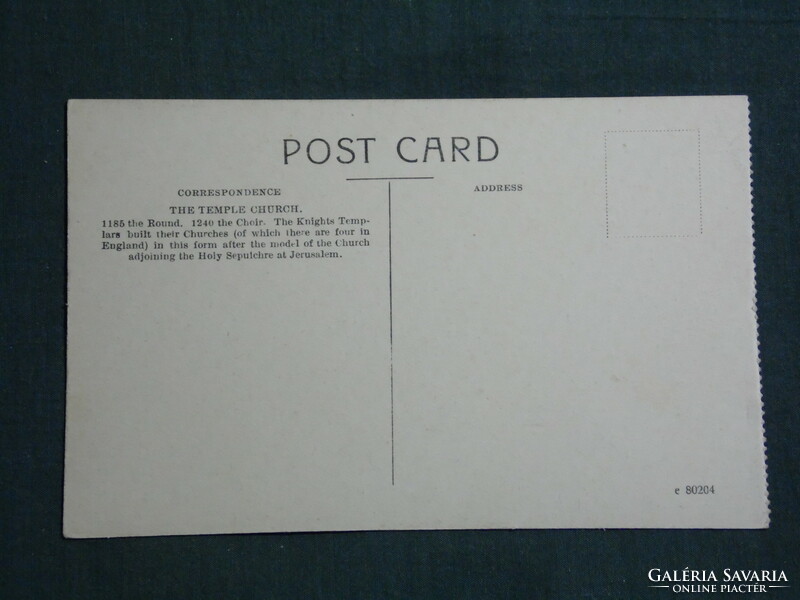 Képeslap, Postcard, England, London, The Temple Church, templom,látkép,részlet
