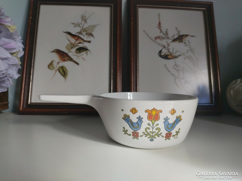 Charming corning ware bird Dutch ceramic baking dish, 24 cm 15 cm diameter, 7 cm high, pyroflam