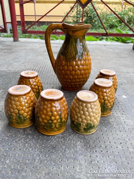 Retro corn pattern Magyarszombatfalv wine set glass jug