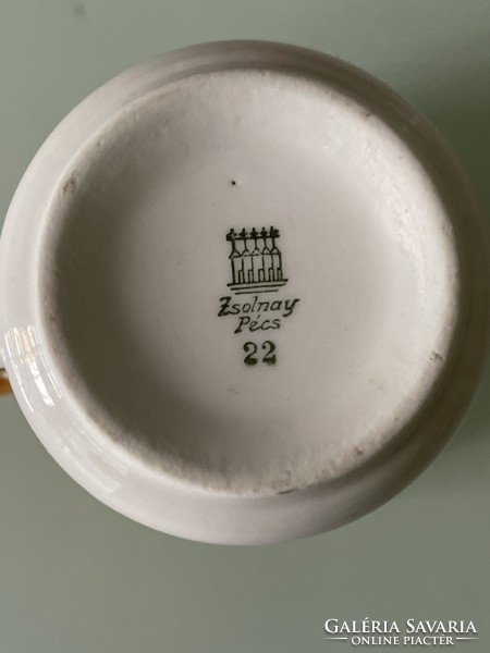 Gyönyörű gyűjtői régi Zsolnay jelenetes emlék porcelán bögre,