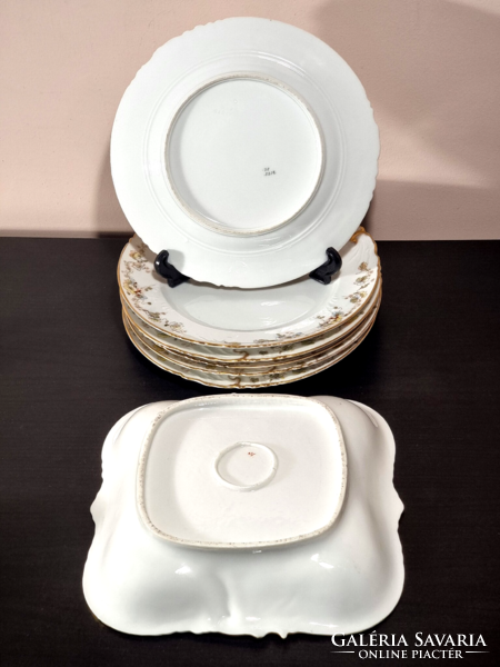 *Carlsbad porcelán étkészlet elemek,Carl Knoll Carlsbad virágmintás-matrica dekorral, XX. szd első f