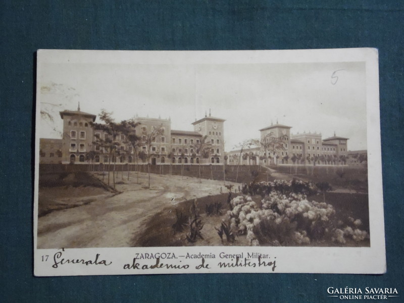 Képeslap, Postcard, España,Zaragoza Academia General Military, Katonai iskola