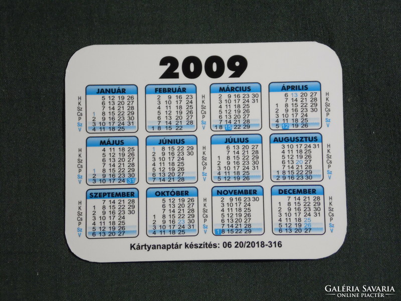 Card calendar, small size, electronic commission, mobile phone store, Pécs, 2009, (6)