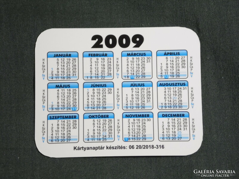 Card calendar, smaller size, mobile world mobile phone store, Pécs, Skilós, 2009, (6)