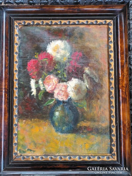 Attributed to József Koszta (1861-1949) _ flower still life - oil / canvas painting