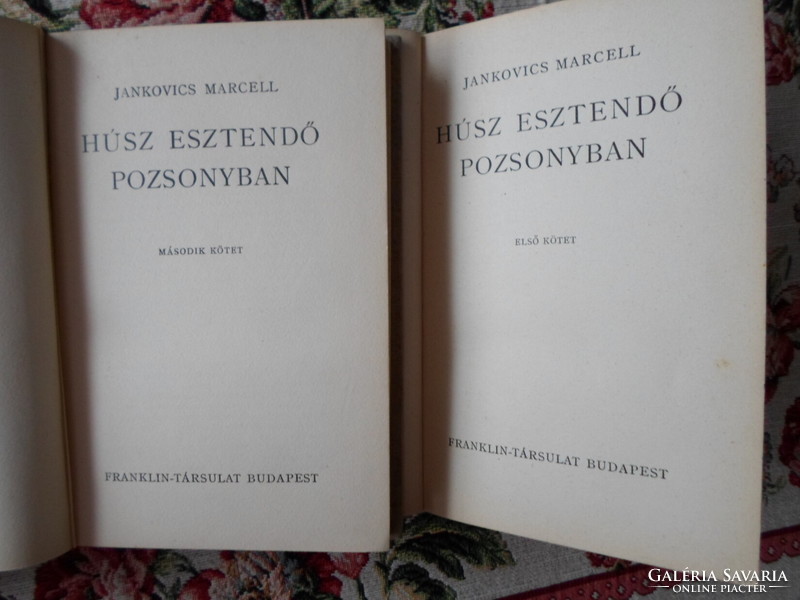 Jankovics Marcell: Húsz esztendő Pozsonyban I-II. (Franklin-Társulat, 1941)