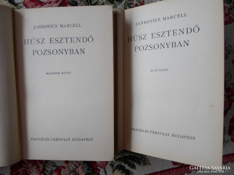 Marcell Jankovics: twenty years in Bratislava i-ii. (Franklin Society, 1941)