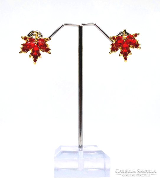 Red maple leaf, gold-plated earrings 188