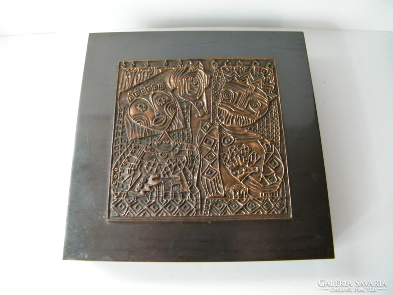 Retró, iparművészeti bronz doboz