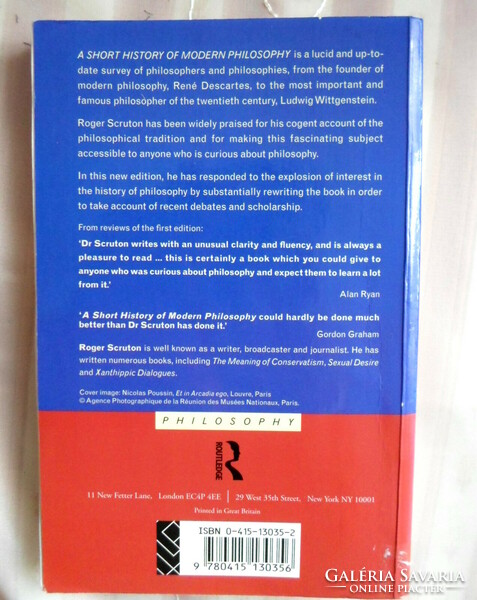 Roger Scruton: A short history of modern philosophy (Routledge, 1995; filozófiatörténet)