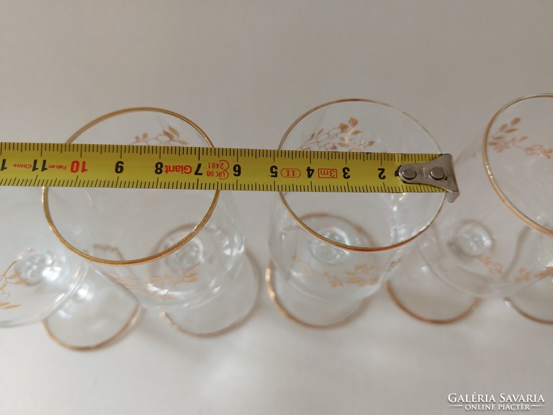 Retro glass stemmed glass with flower pattern 5 pcs