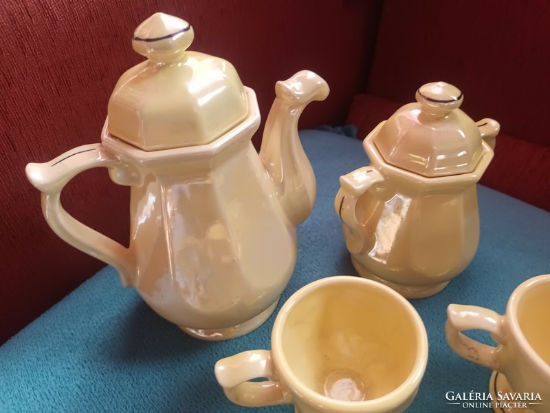 Porcelain chandelier glazed tea set, xx.Szd., Marked