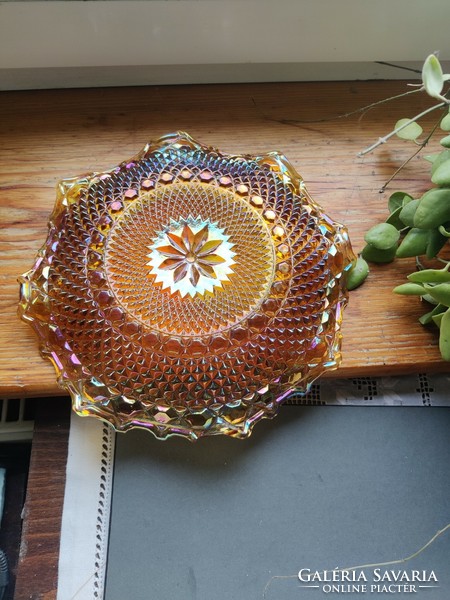 Carnival glass frilly glass plate