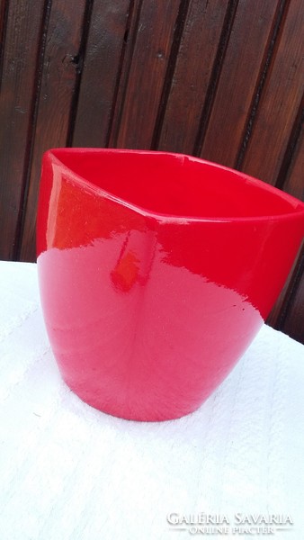 Red ceramic bowl