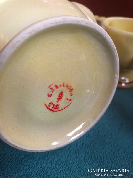 Porcelán lüszter mázas teázó szett, XX.szd., jelzett