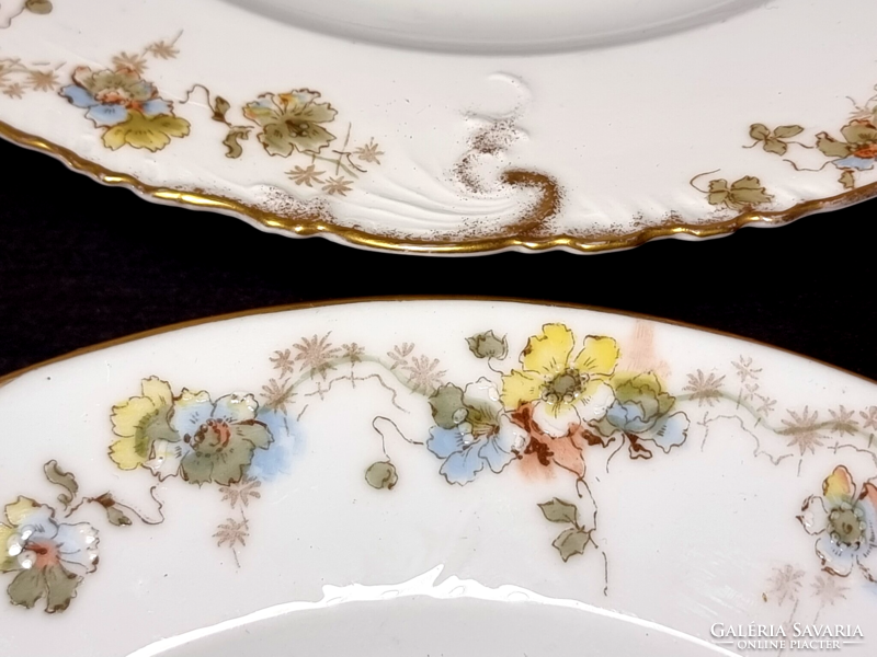 *Carlsbad porcelán étkészlet elemek,Carl Knoll Carlsbad virágmintás-matrica dekorral, XX. szd első f