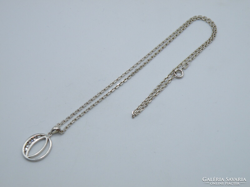 UK0316  925 Ezüst nyaklánc és áttetsző köves medál