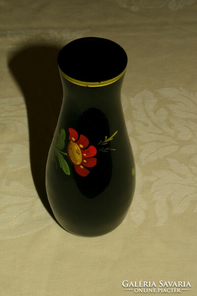 Glass vase retro dark purple shade colorful hand painted 14x6 cm