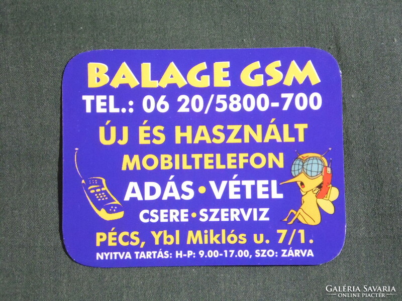 Card calendar, small size, balage gsm mobile phone shop, service, Pécs, 2009, (6)