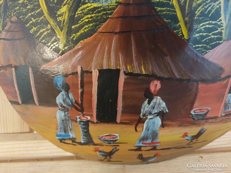 (K) Afrikai festmény fémlemezen 30 cm